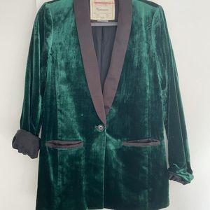 Emerald green velvet tuxedo blazer jacket